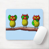 3羽の賢いフクロウは、悪を聞きませんでしたり、見ましたり及び話します マウスパッド (マウス)