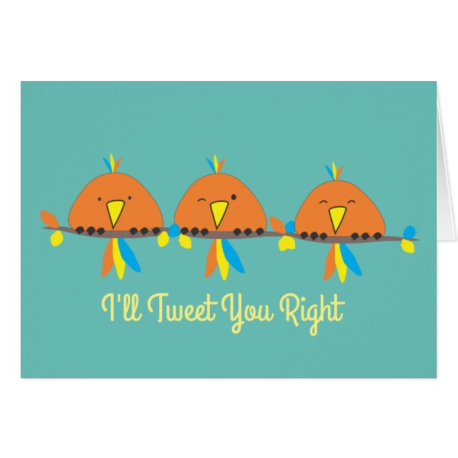 3羽の鳥が右にツイート (正面横)