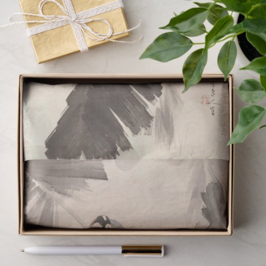 3羽の鳥が枝上に位置する渡辺聖亭デクページ 薄葉紙 (ギフト)