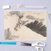 3羽の鳥が枝上に位置する渡辺聖亭デクページ 薄葉紙 (クラフト)