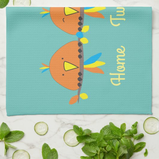 3羽の鳥の家のつぶやきホーム キッチンタオル (折り畳み)