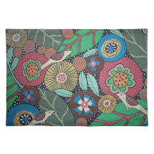 3羽の鳥の植物のランチョンマット