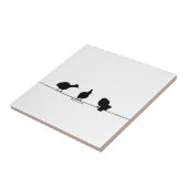 3羽の鳥の陶磁器の白黒タイル タイル (側面)