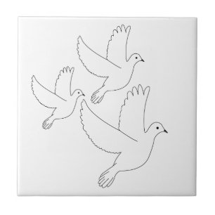 3羽の鳩のタイルかTrivett タイル
