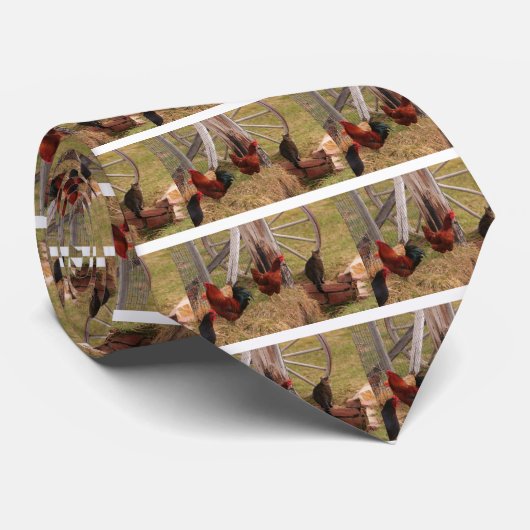 3羽の鶏および猫 ネクタイ (ロール)