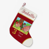 3羽の鶏フランスのの可愛い動物の名前をカスタムする スモールクリスマスストッキング (正面 (吊り時))