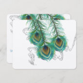 3羽クジャク鳥の暗結婚い反応 出欠カード (正面/裏面)