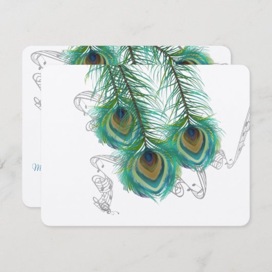 3羽クジャク鳥の暗結婚い反応 出欠カード (正面/裏面)