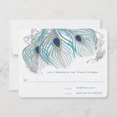 3羽クジャク鳥結婚の応答カード 出欠カード (裏面)