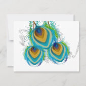 3羽クジャク鳥結婚の応答カード 出欠カード (正面)