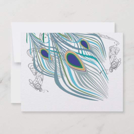 3羽クジャク鳥結婚の応答カード 出欠カード (正面)