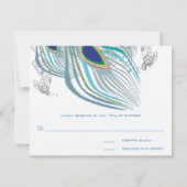 3羽クジャク鳥結婚の応答カード 出欠カード (裏面)