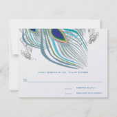 3羽クジャク鳥結婚の応答カード 出欠カード (裏面)