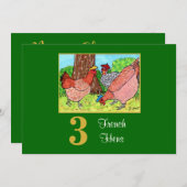 3羽フランスの鶏かわいい鳥のクリスマスカスタムクリスマス シーズンカード (正面/裏面)