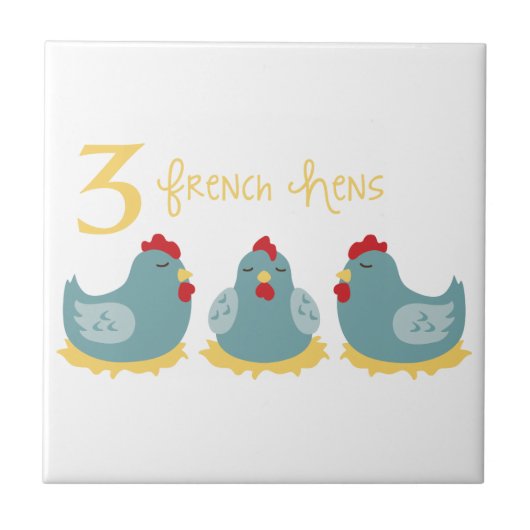 3羽フランスの鶏 タイル (正面)