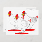 3羽フランスの鶏 ポストカード (正面/裏面)