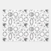 3色のセット |アンティークフランスのプレートシート ラッピングペーパーシート (正面3)