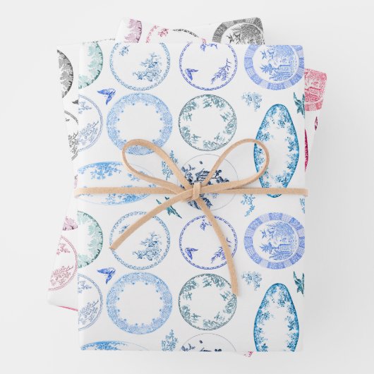 3色のセット |アンティークフランスのプレートシート ラッピングペーパーシート (インサイチュ)