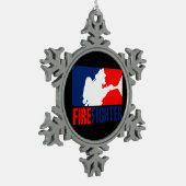 3色のファイヤーファイターヘッドライナー スノーフレークピューターオーナメント (左)