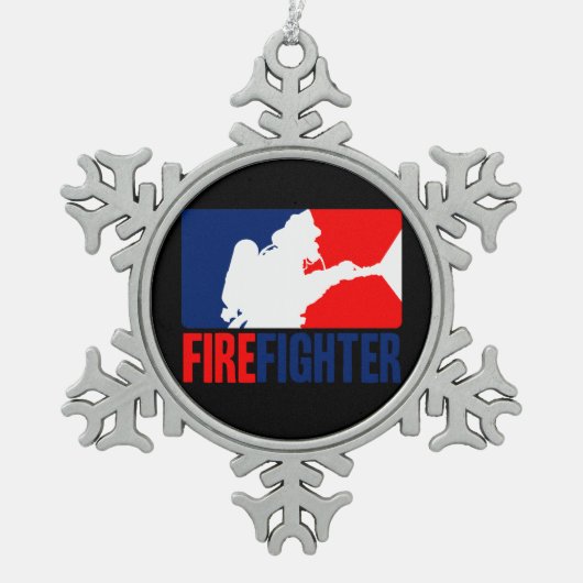 3色のファイヤーファイターヘッドライナー スノーフレークピューターオーナメント (正面)