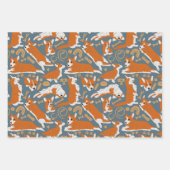 3色のペムブレークウェルシュコーギーラッピング紙 ラッピングペーパーシート (正面2)