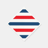 3色の対角ストライプ（青、白、赤） スタンダードカクテルナプキン (角)