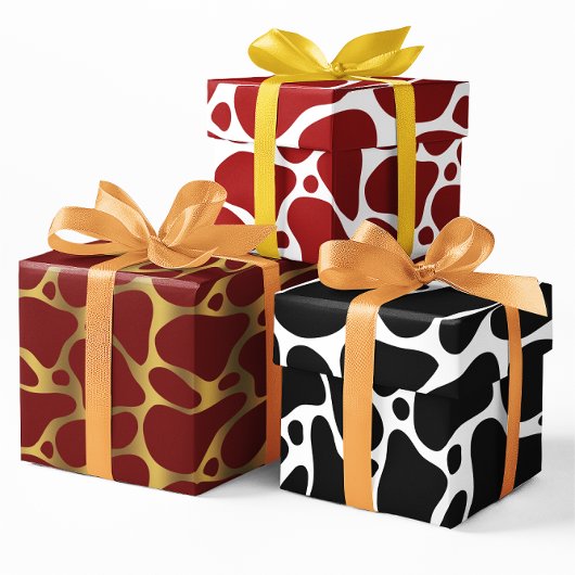 3色の抽象芸術キリン模様 ラッピングペーパーシート