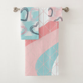 3色の抽象芸術パターン バスタオルセット