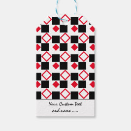 3色の正方形と赤、黒、白/パターン ギフトタグ