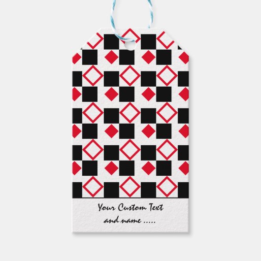 3色の正方形と赤、黒、白/パターン ギフトタグ (正面)