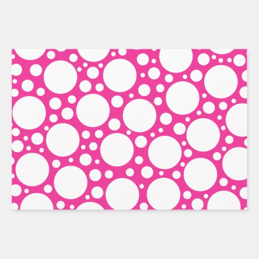 3色の水玉模様折り返し紙シート ラッピングペーパーシート (正面3)