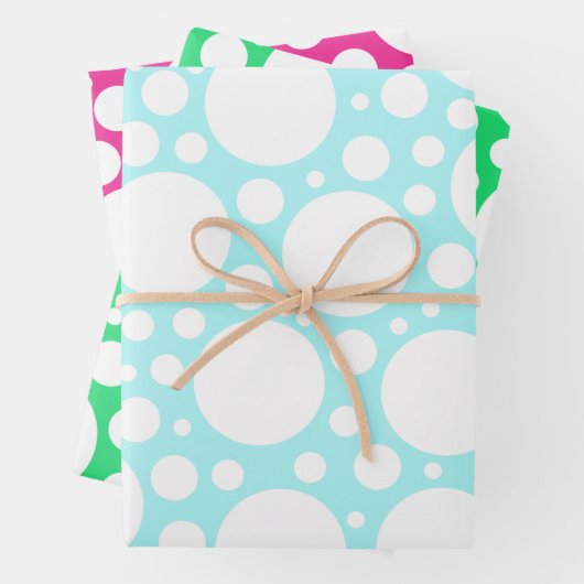 3色の水玉模様折り返し紙シート ラッピングペーパーシート (インサイチュ)