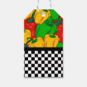 3色はっきりした唐辛子とチェッカーボード ギフトタグ (正面)