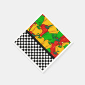 3色はっきりした唐辛子とチェッカーボード スタンダードカクテルナプキン (角)