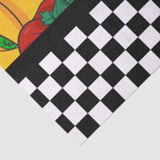 3色はっきりした唐辛子とチェッカーボード 薄葉紙 (詳細)