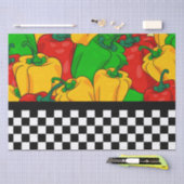 3色はっきりした唐辛子とチェッカーボード 薄葉紙 (クラフト)