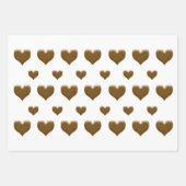 3色エレガント大型ブラシ付き金ゴールドハート ラッピングペーパーシート (正面2)