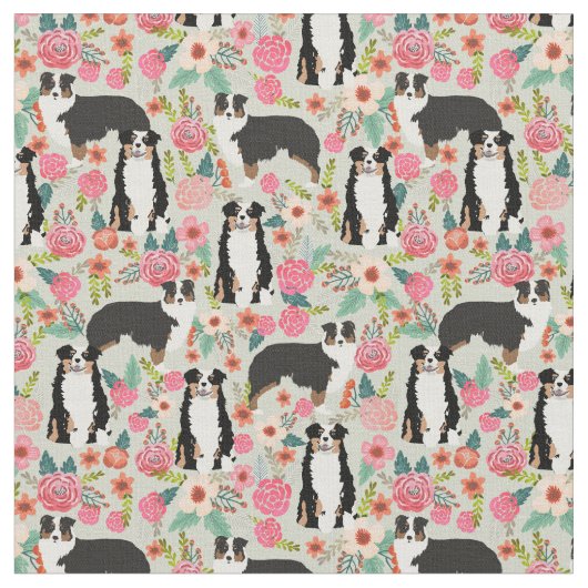 3色オーストラリア産の犬のヴィンテージ花模様クリーム ファブリック (クローズアップ)