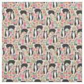 3色オーストラリア産の犬のヴィンテージ花模様クリーム ファブリック (見本)