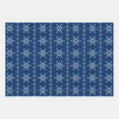 3色クリスマスの雪の結晶パターン ラッピングペーパーシート (正面3)