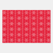 3色クリスマスの雪の結晶パターン ラッピングペーパーシート (正面)