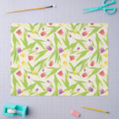 3色チューリップイラストレーションシームレスパターン 薄葉紙 (クラフト)