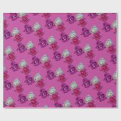 3色バラパターン折り返し紙 ラッピングペーパー (フラット)