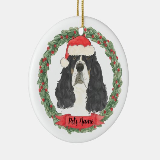 3色パーソナライズされたイングリッシュスリンガースパニエル犬 セラミックオーナメント (右)