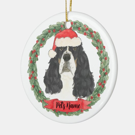 3色パーソナライズされたイングリッシュスリンガースパニエル犬 セラミックオーナメント (左)