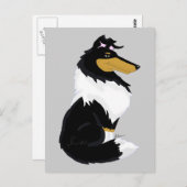 3色ラフなコリー漫画はがき ポストカード (正面/裏面)