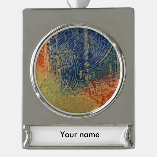 3色絵を描 シルバープレートバナーオーナメント (正面)