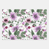 3色違うの花模様 ラッピングペーパーシート (正面)