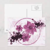 3花かわいらし – ピンク ポストカード (正面/裏面)