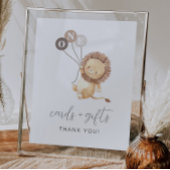 3茶色の風船カード付きライオンのギフトサイン ポスター